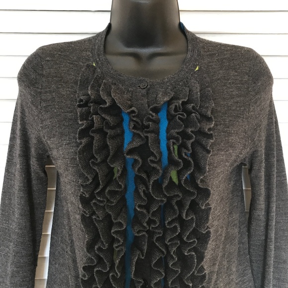 🩶 Paul Smith Black Label ruffle front wool cardigan - Picture 3 of 12